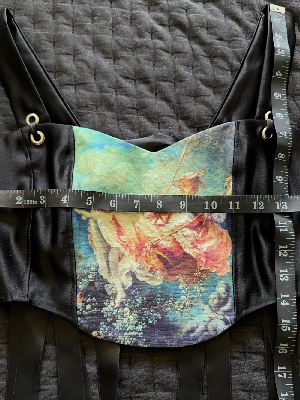 Art Print Corset Top with Pastel Rococo Swing Motif - Picture 9 of 9
